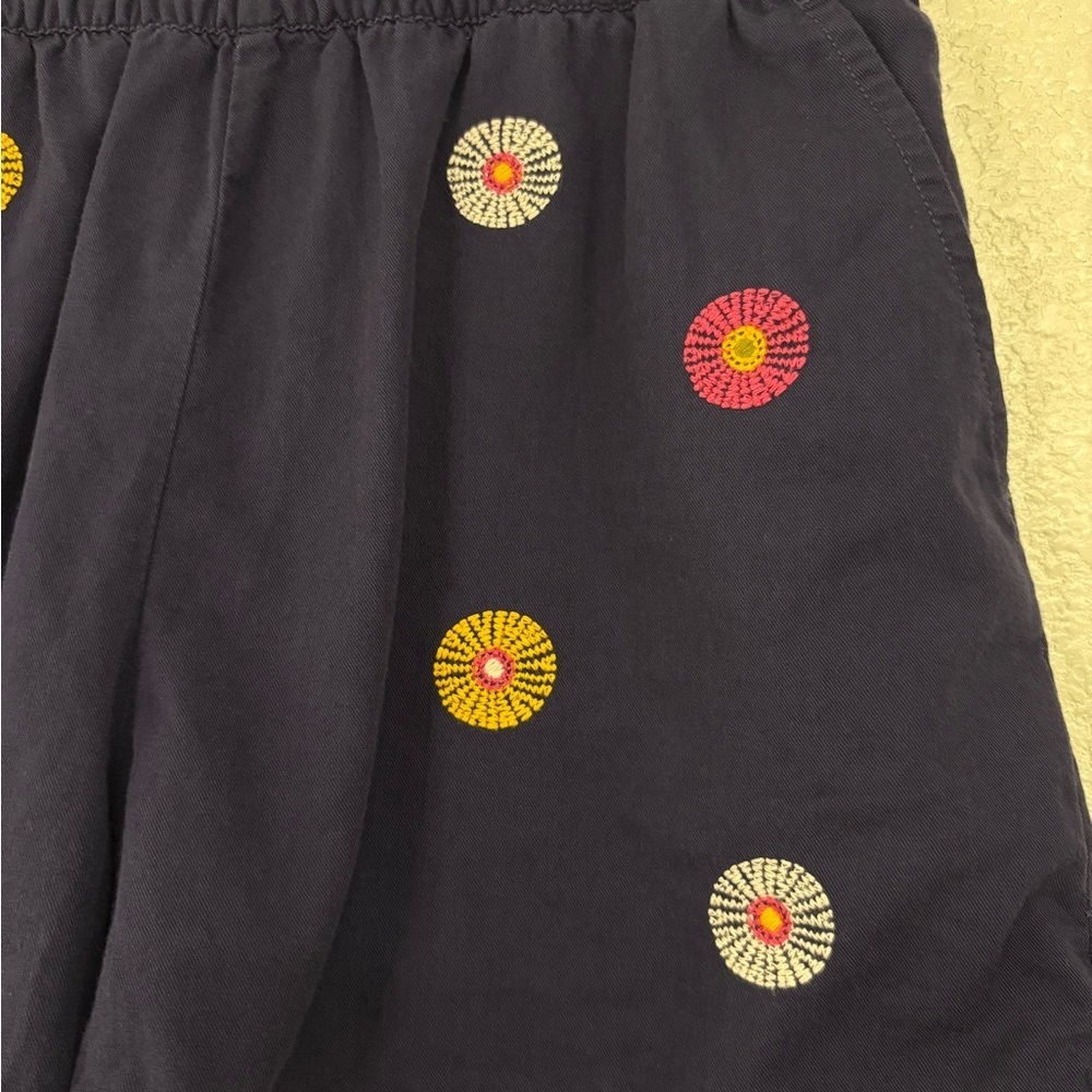 Madewell Navy Blue Embroidered Pull-On Shorts Circle Print Geometric Trim Boho - Picture 7 of 10